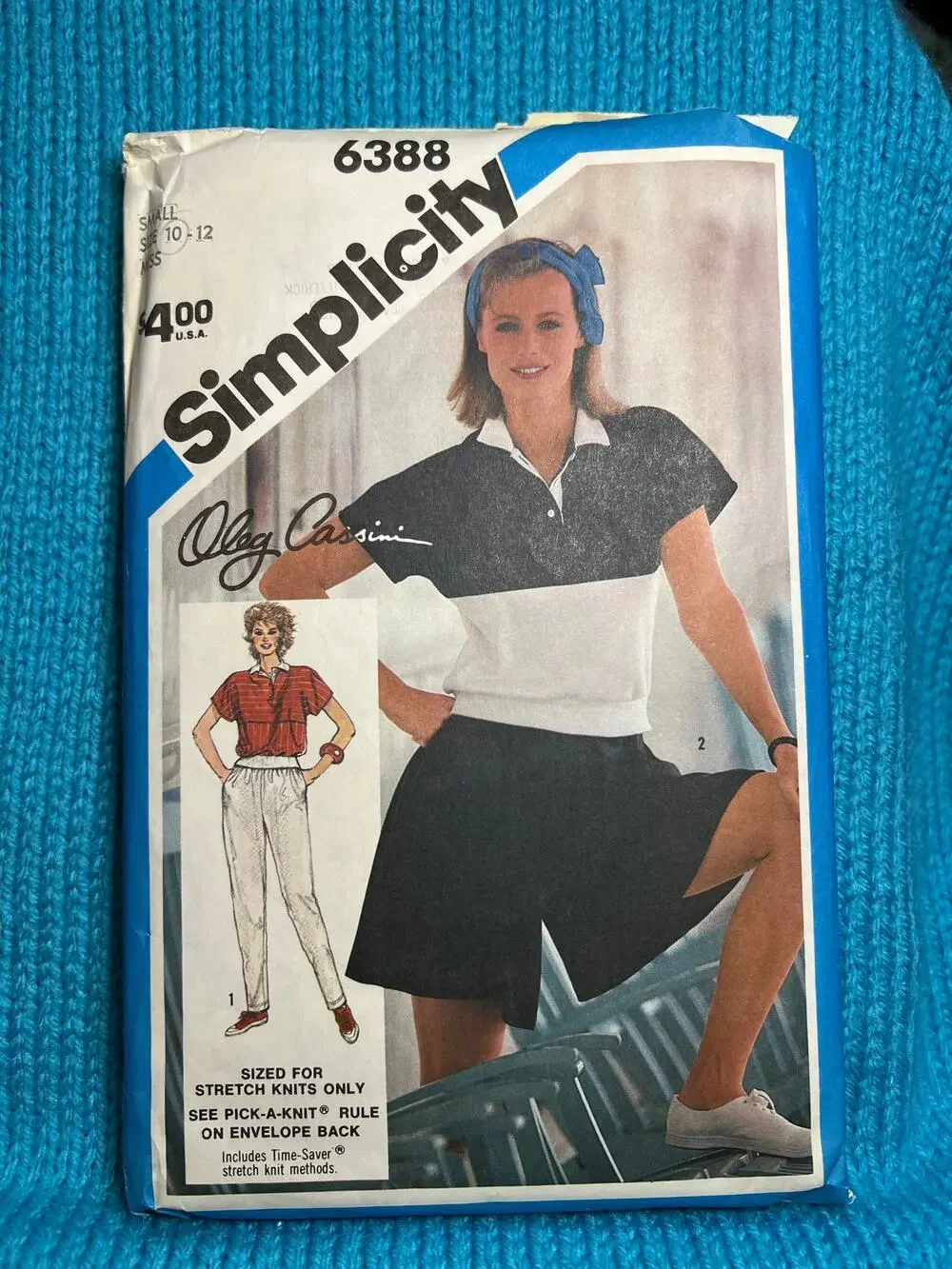 Simplicity 6388 pattern pullover top pants shorts 1980s size 10